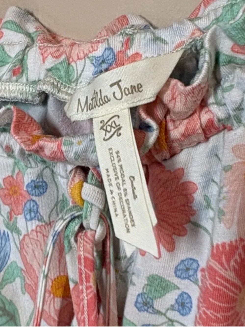 Matilda Jane Pastel Floral Button-Up PJ Set in Coral, Mint & Blue - Picture 7 of 13